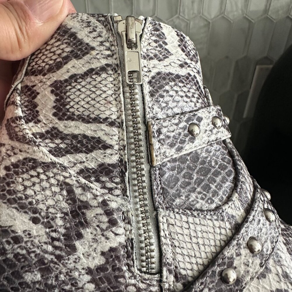 Snake Print Ankle Boots With Studded Straps & Buckles By Jane And The Shoe - Picture 11 of 12